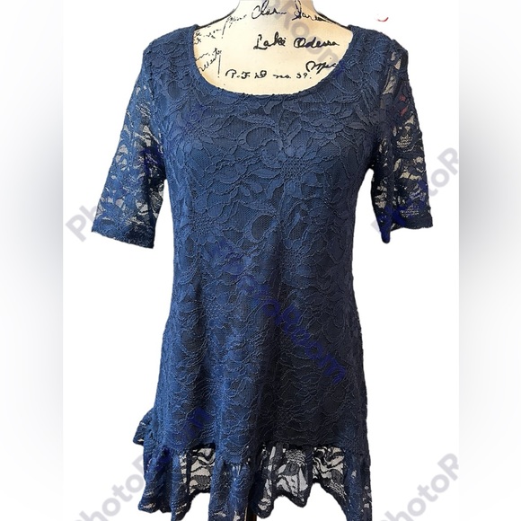 Style & Co Blue Lace Shirt - Picture 1 of 3